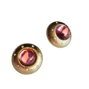 Vintage 80s Two Sisters Lucite Moghul Clip Earrings (A4230)